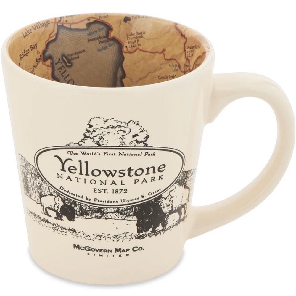 🍀3 for $25🍀 McGovern Maps National Park Collection Yellowstone ceramic mug